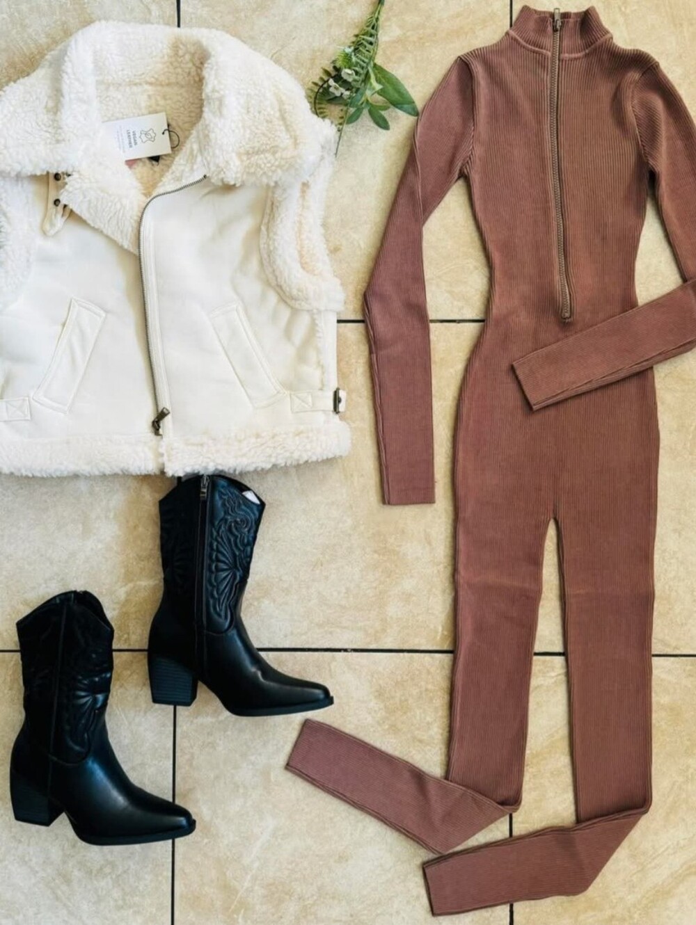 Ribbed Long Sleeve Jumpsuit